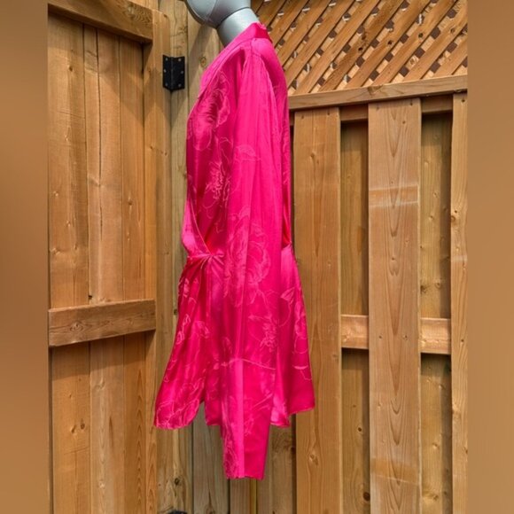 🆕 RAT & BOA 🧿 NWOT Paloma Pink Floral Satin Long Sleeve Mini Dress Sz XXL US12 - Picture 8 of 15